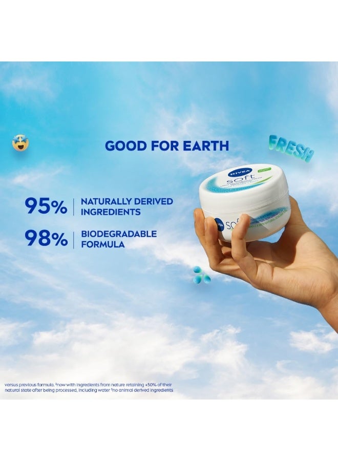 نيفيا كريم نيفيا سوفت المرطب الخفيف، 300 مل | ترطيب فوري بفيتامين E وزيت الجوجوبا | كريم غير دهني للوجه والجسم واليدين | لبشرة ناعمة وصحية. - Image 3